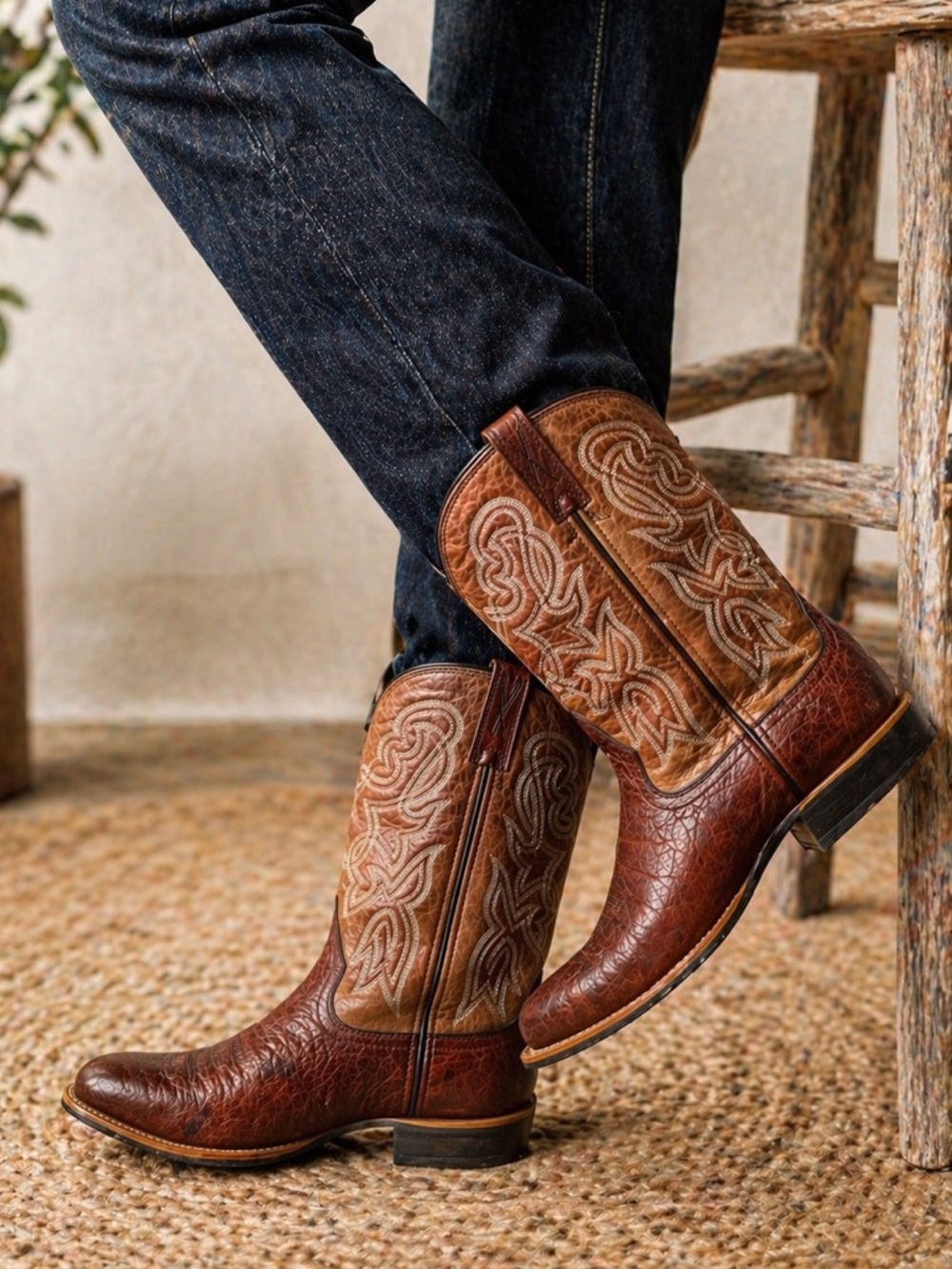 Twisted X Western‎ Boots Men’s 10B Brown Leather Embroidered Cowboy Boots